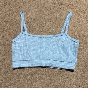 Light Blue Textured Women's Crop Top